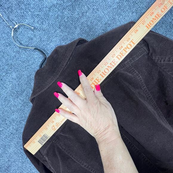 Brown Corduroy Jacket Women 8 Classic Button Up Retro Chic Timeless Safari - Picture 5 of 9